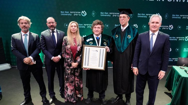 Milei recibió el Honoris Causa de la Universidad de Bar-Ilan.