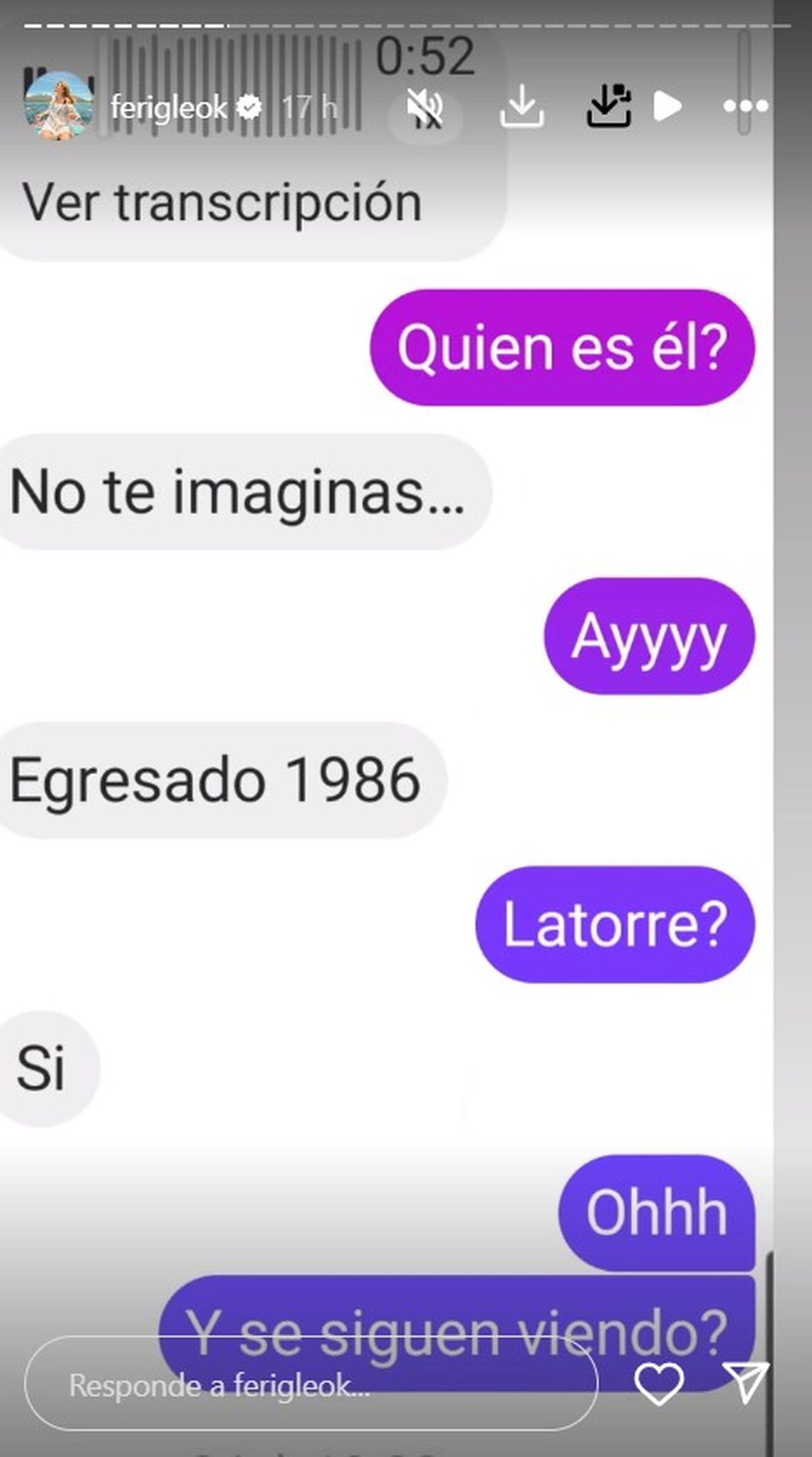 Uno de los mensajes que recibió Fernanda Iglesias de la supuesta amante de Diego Latorre. 