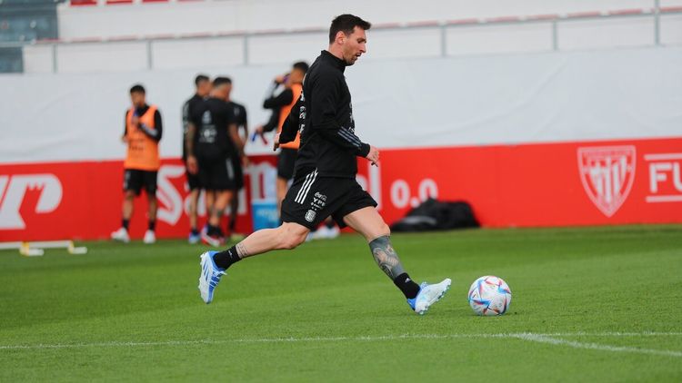 Lionel Messi en entrenamiento. 