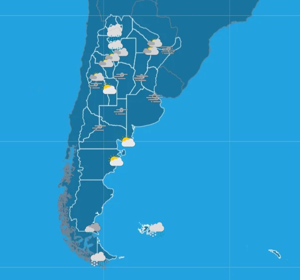 El norte argentino registrará las temperaturas más altas del país, mientras que la Patagonia continuará con frío, viento y probabilidad de lluvias y nevadas.