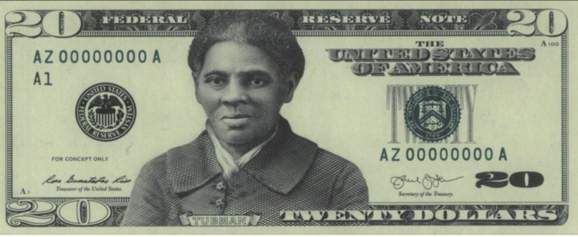 La imagen del billete de 20 dólares de Harriet Tubman﻿ que Joe Biden quiere poner.