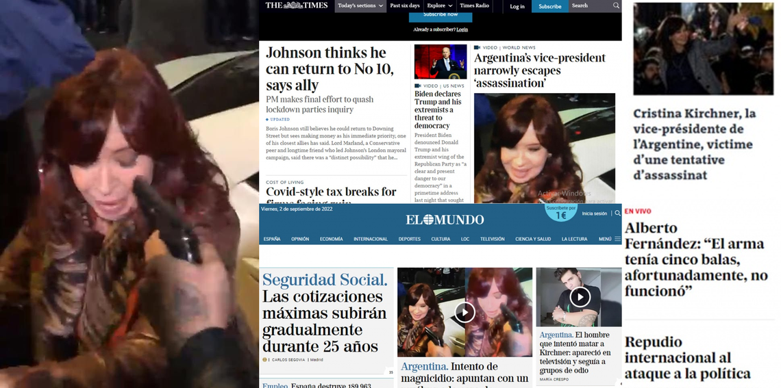 Así reflejaron los medios internacionales el atentado contra Cristina Kirchner