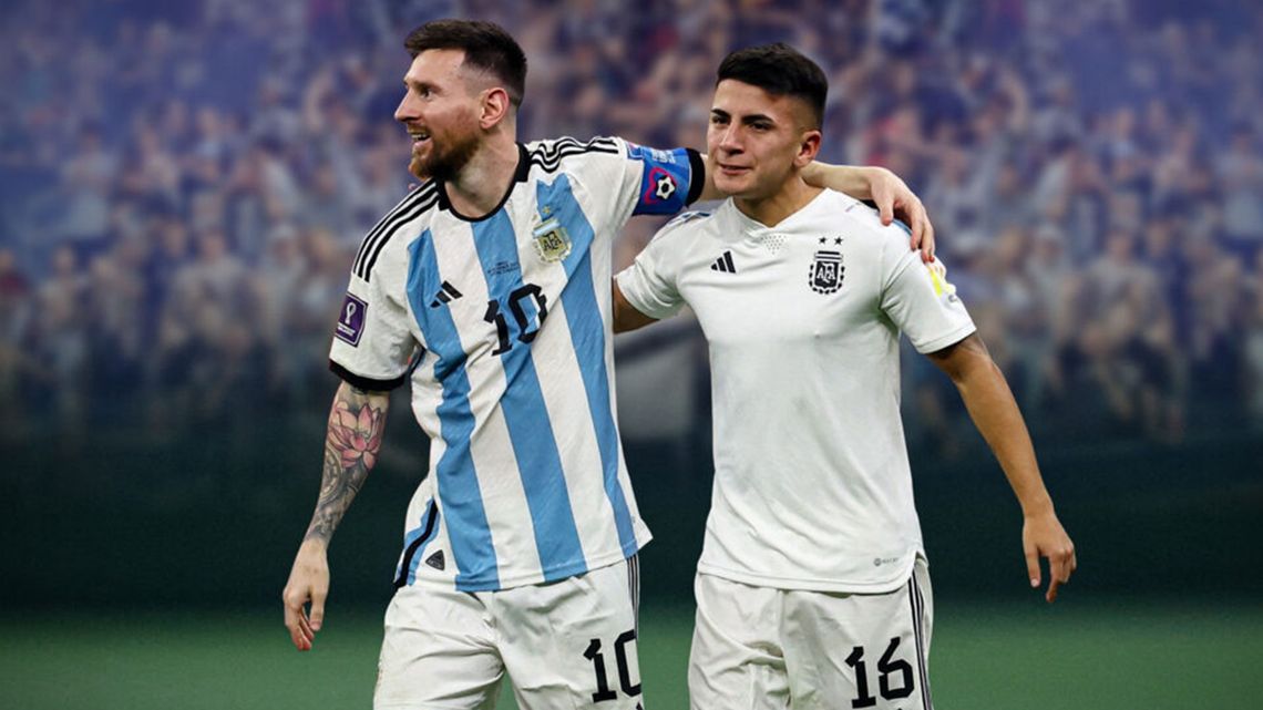 Lionel Messi y Thiago Almada, campeones del mundo en Qatar 2022.