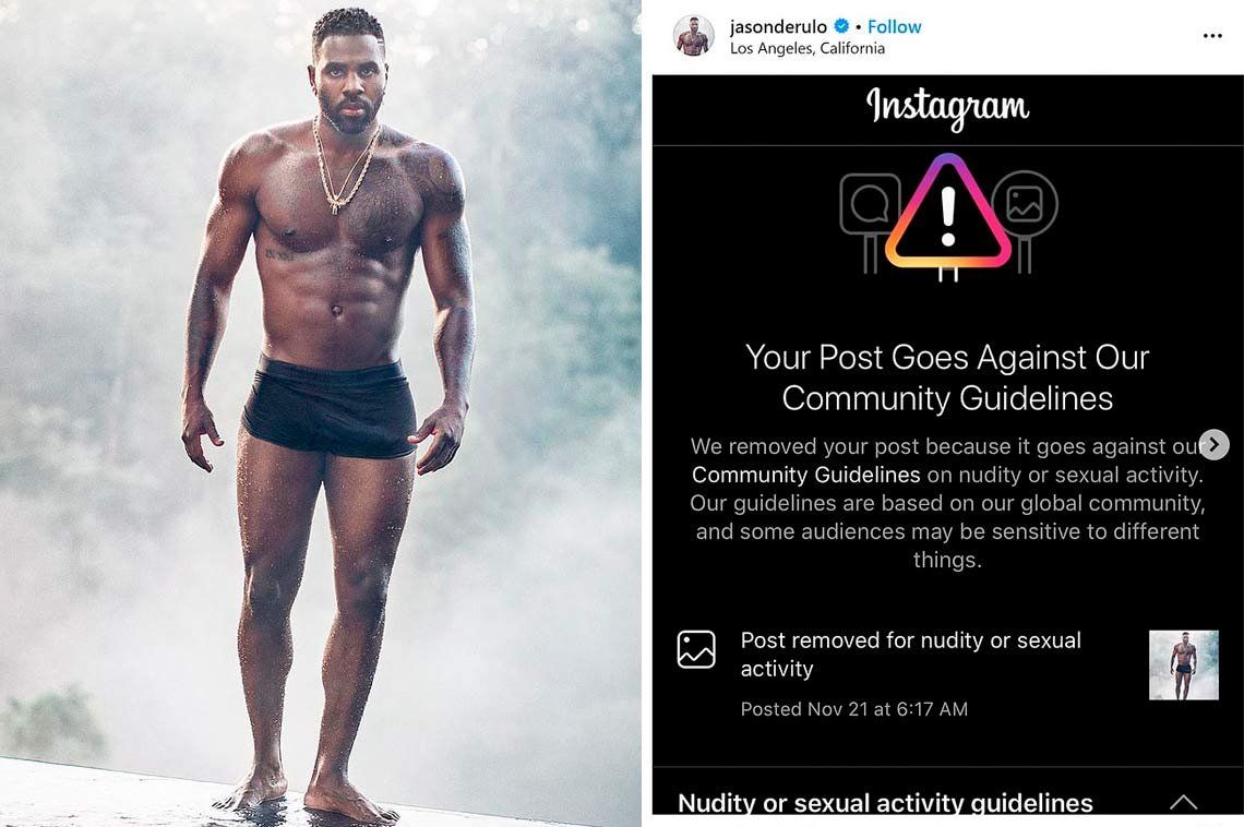 Instagram le borró una foto a Jason Derulo y éste dice que lo discriminan por el tamaño de su pene