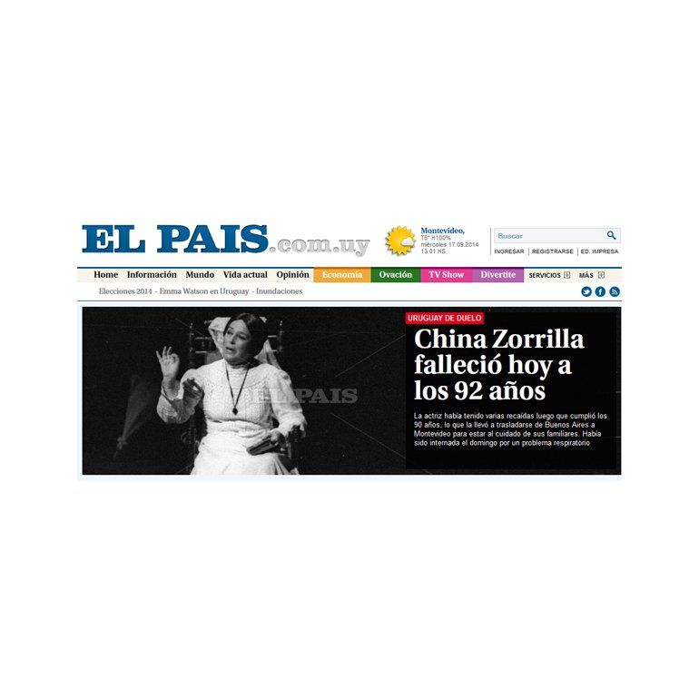 Así despide la prensa uruguaya a China Zorrilla