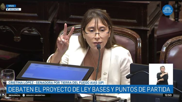 Cristina López, senadora que representa a Tierra del Fuego, criticó duramente a Javier Milei (Captura de pantalla).