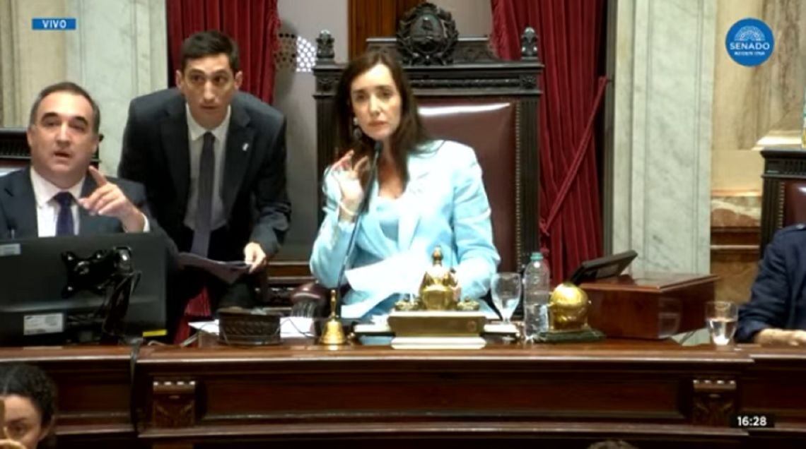 Victoria Villarruel encabezó la sesión en la que se resolvió expulsar a Edgardo Kueider del Senado. 