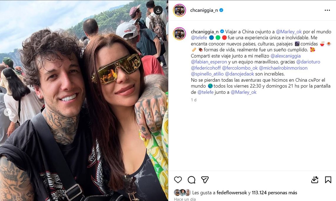 La reconciliación de los hermanos mellizos Alex y Charlotte Caniggia, en China. 