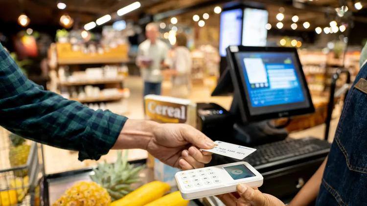 Casi la mitad de las compras de alimentos en supermercados se realizan con tarjeta de crédito.