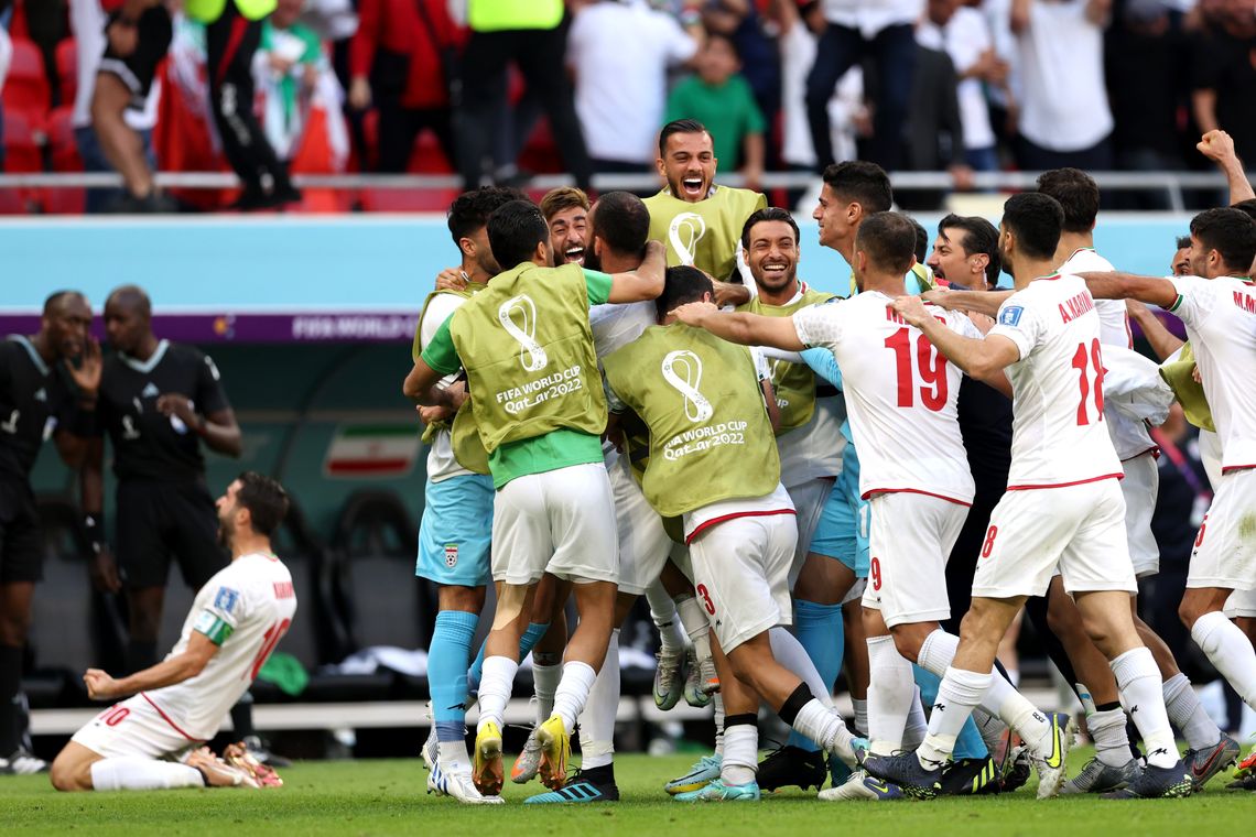 El festejo de Irán durante el triunfo ante Gales.