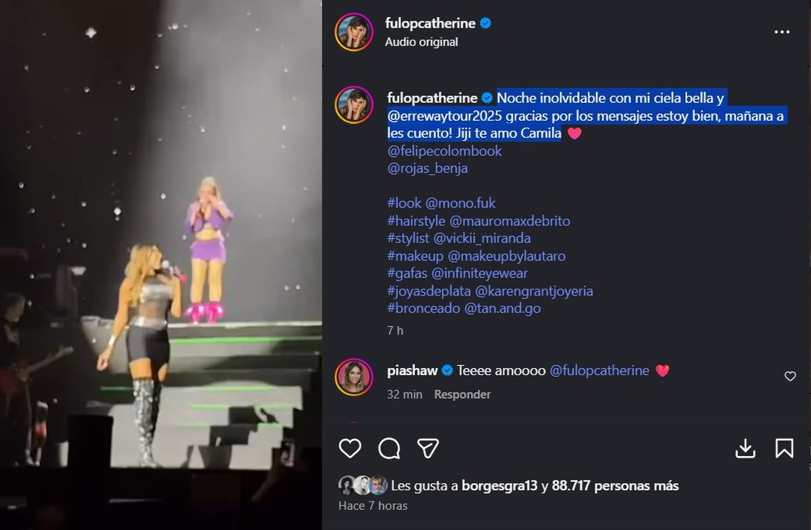 La caída de Cathy en pleno show de Erreway. 